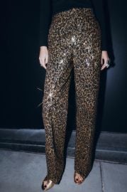 Sequin Animal Print Straight Leg Pants at Zara